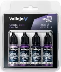 Ilustracja Vallejo: 77.262 - True Metallic Metal - Celestial Violet Paint Set (4)
